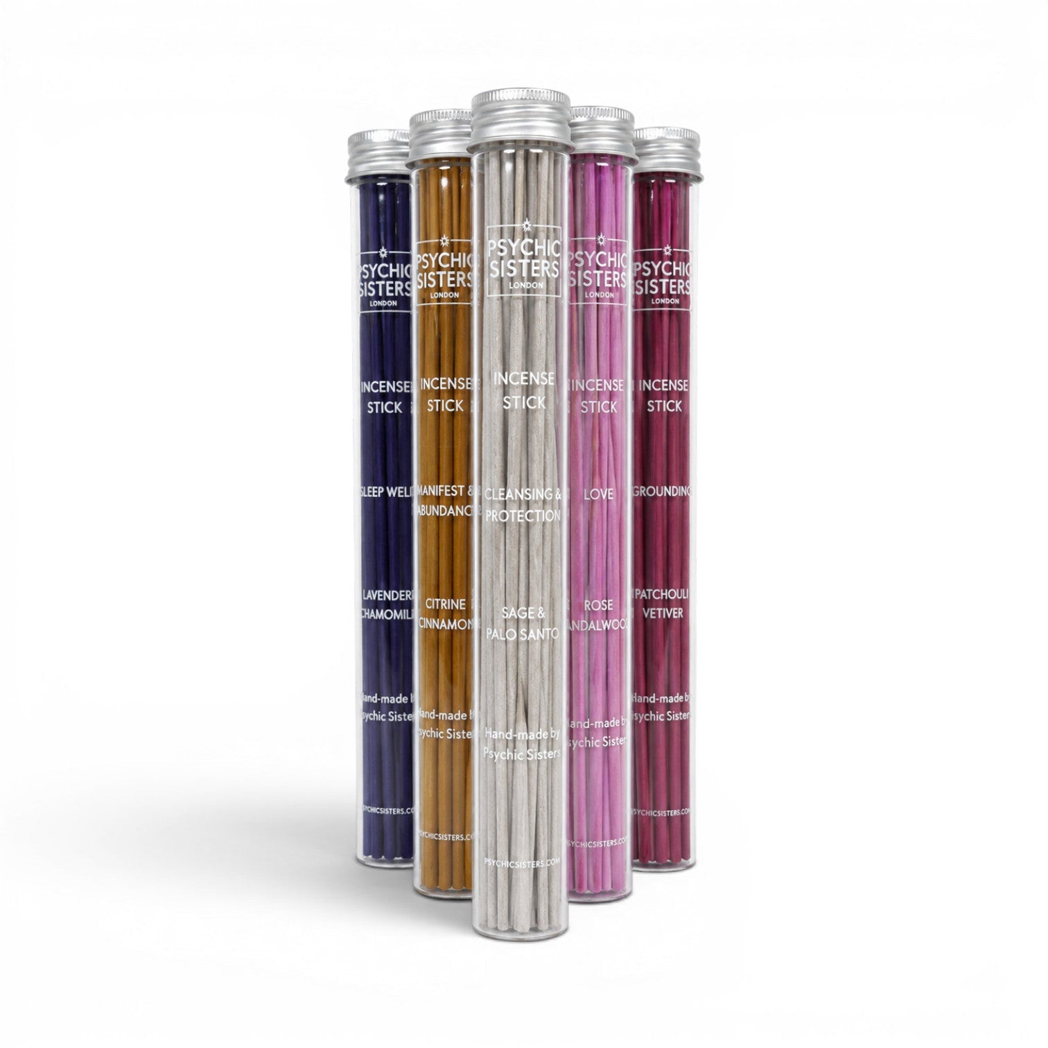Collection of aromatic incense sticks in colorful tubes, ideal for enhancing relaxation and meditation.
