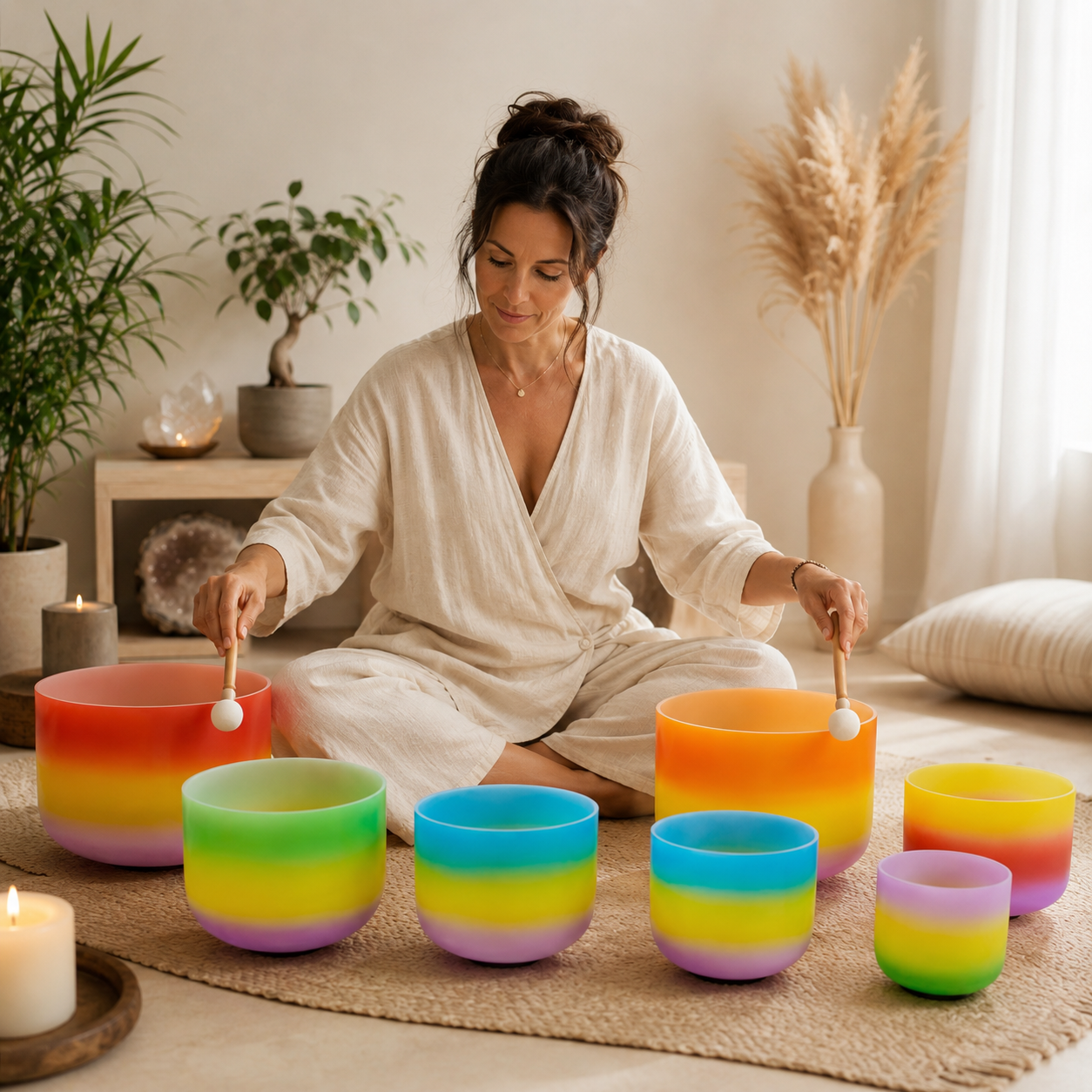 Rainbow Crystal Singing Bowls