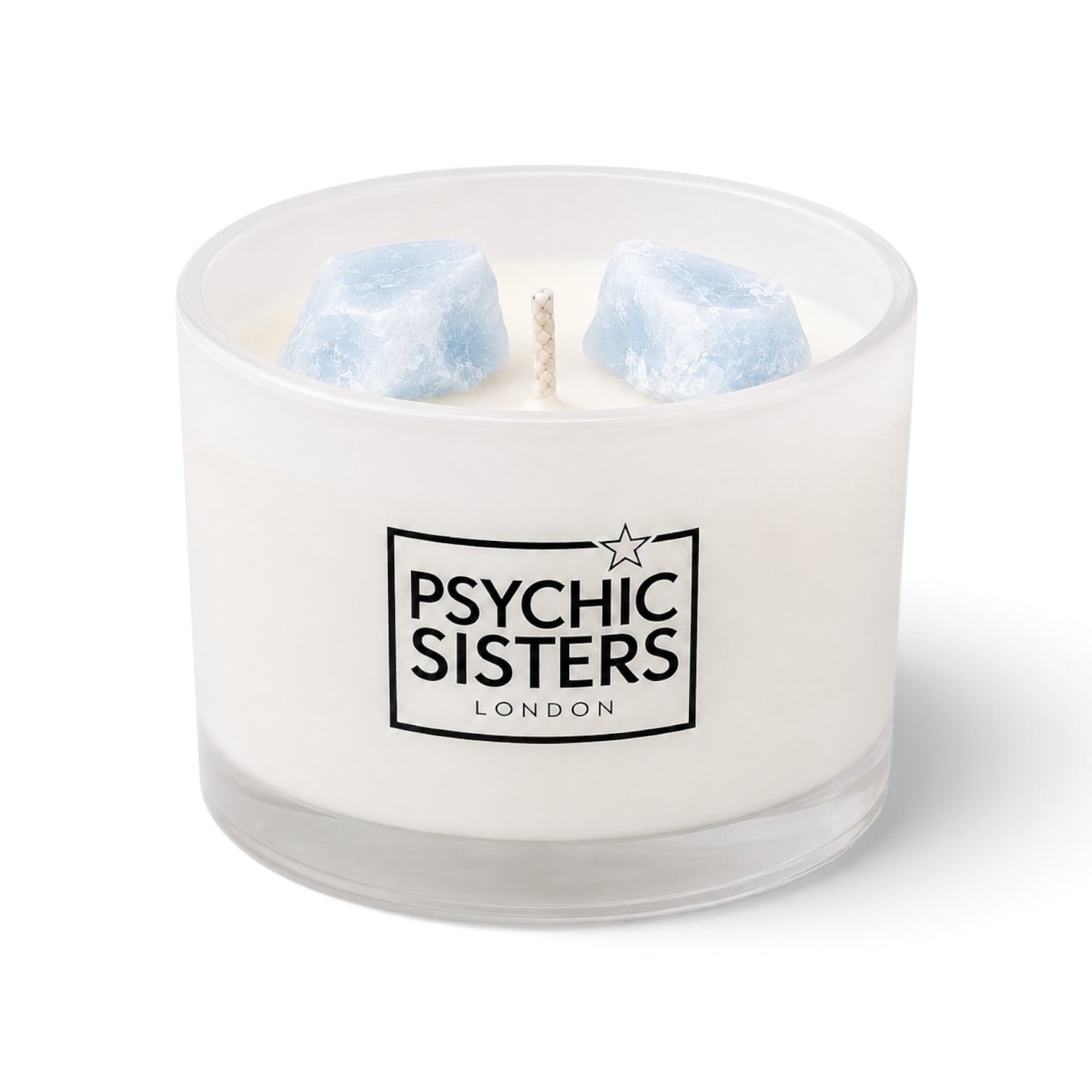 Blue Celestite Crystal Candle – Bergamot