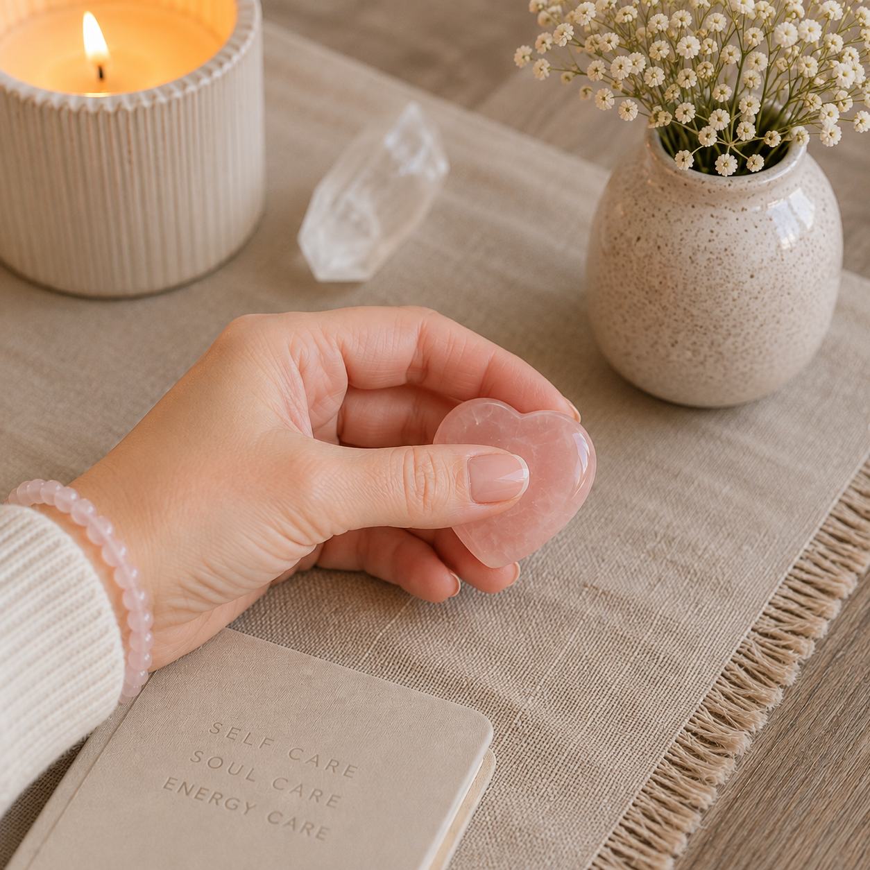 Crystal Heart Worry Stone