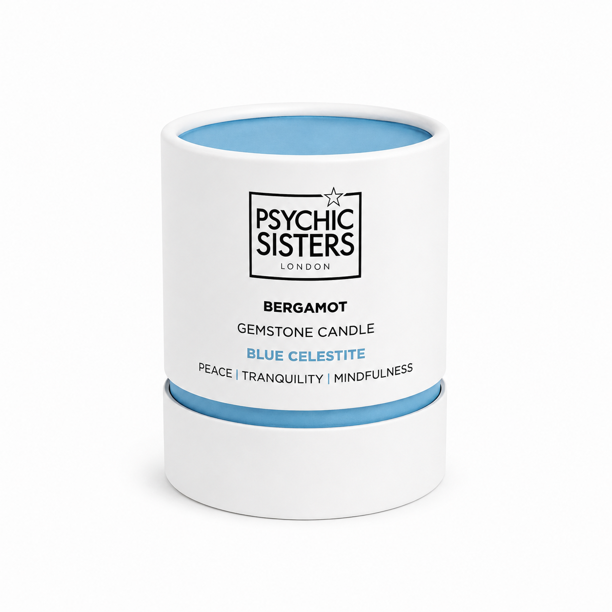Blue Celestite Crystal Candle – Bergamot