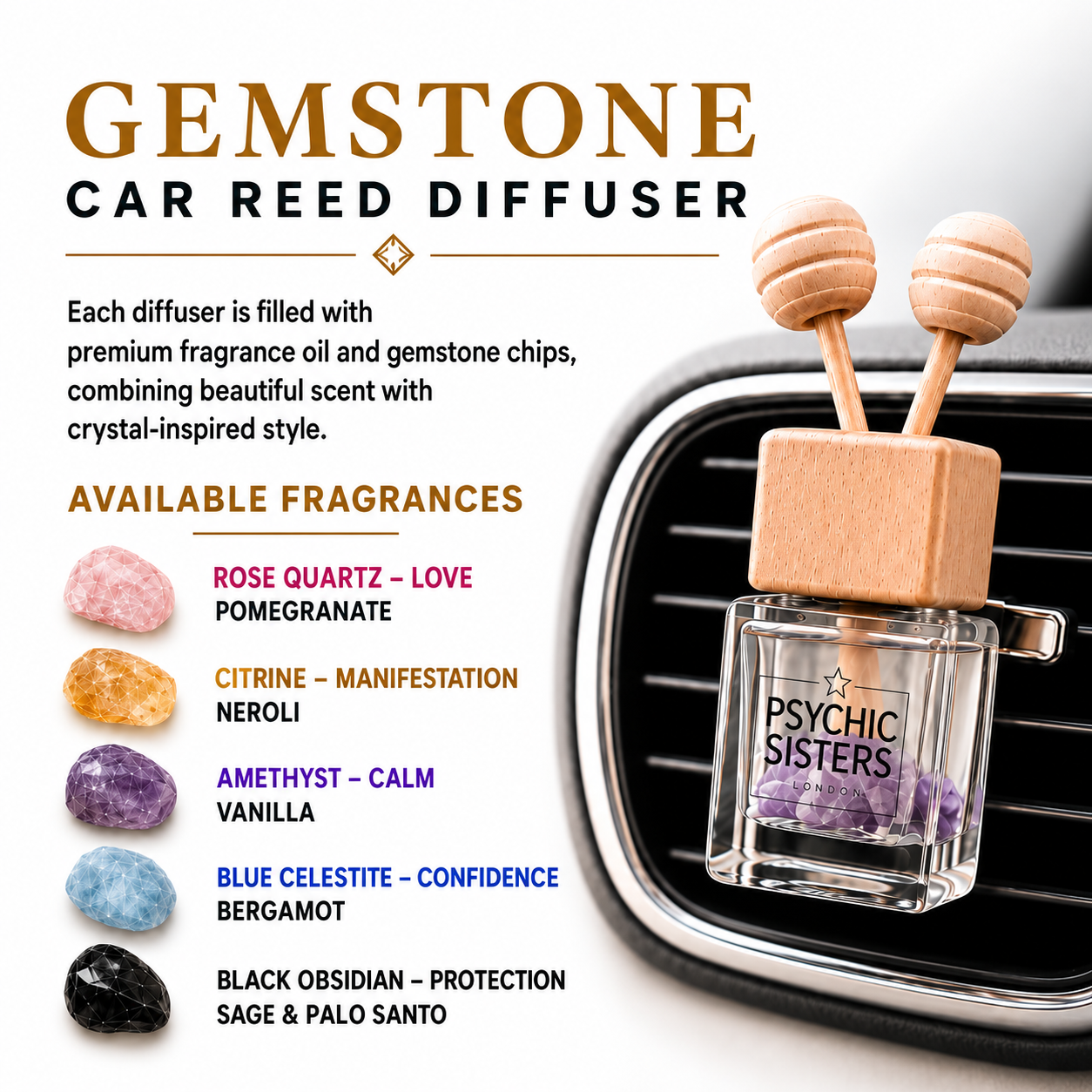 Gemstone Travel Reed Diffuser - 8ml