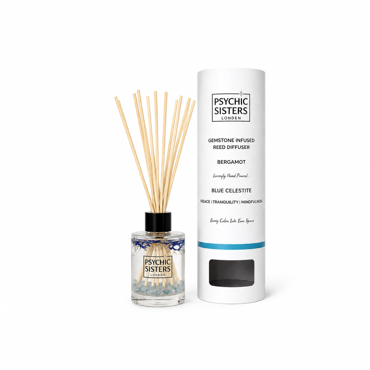 Blue Celestite Crystal Infused Reed Diffuser - Serenity & Peace