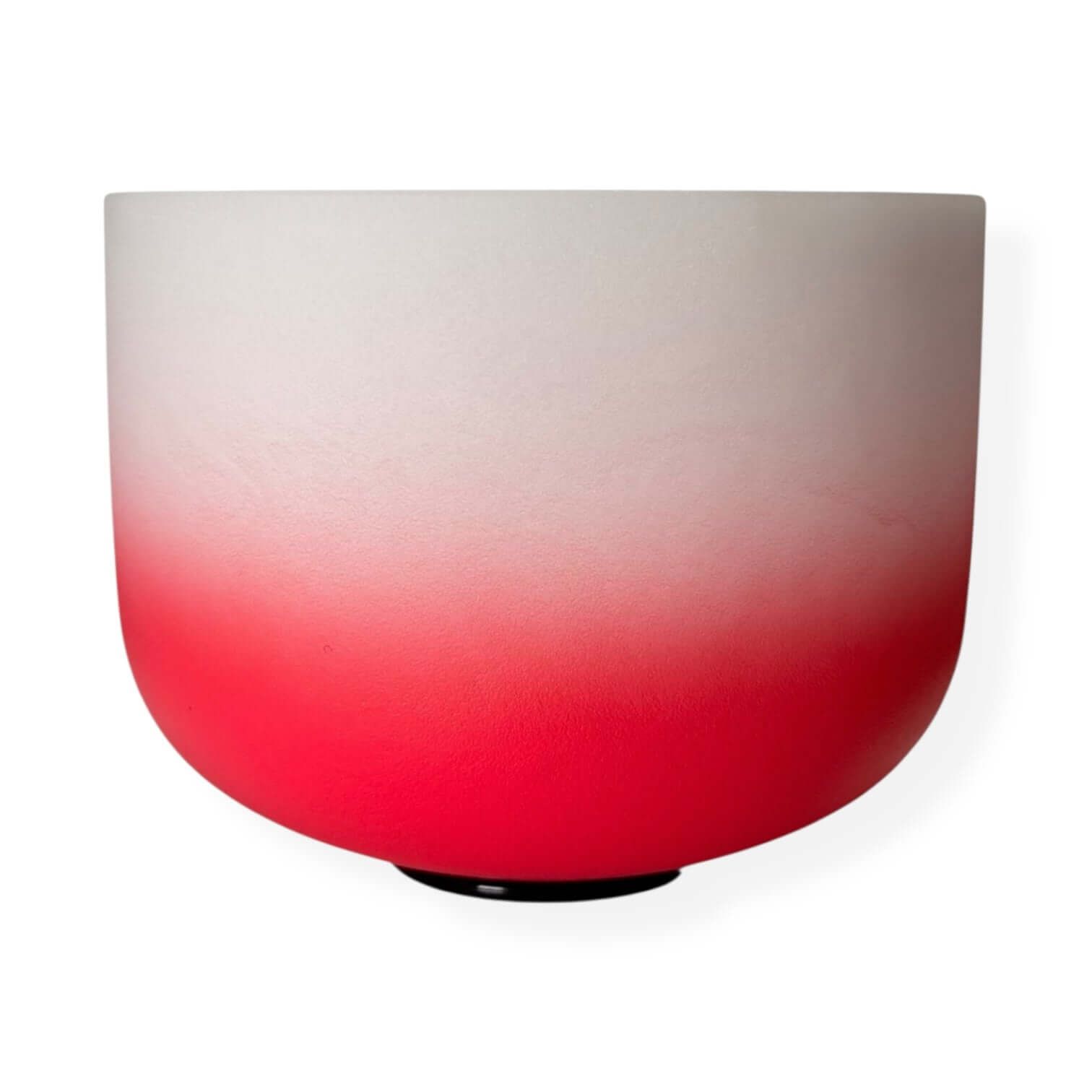 Red 12 inch crystal singing bowl C note with a smooth gradient design, perfect for energy grounding and chakra alignment.