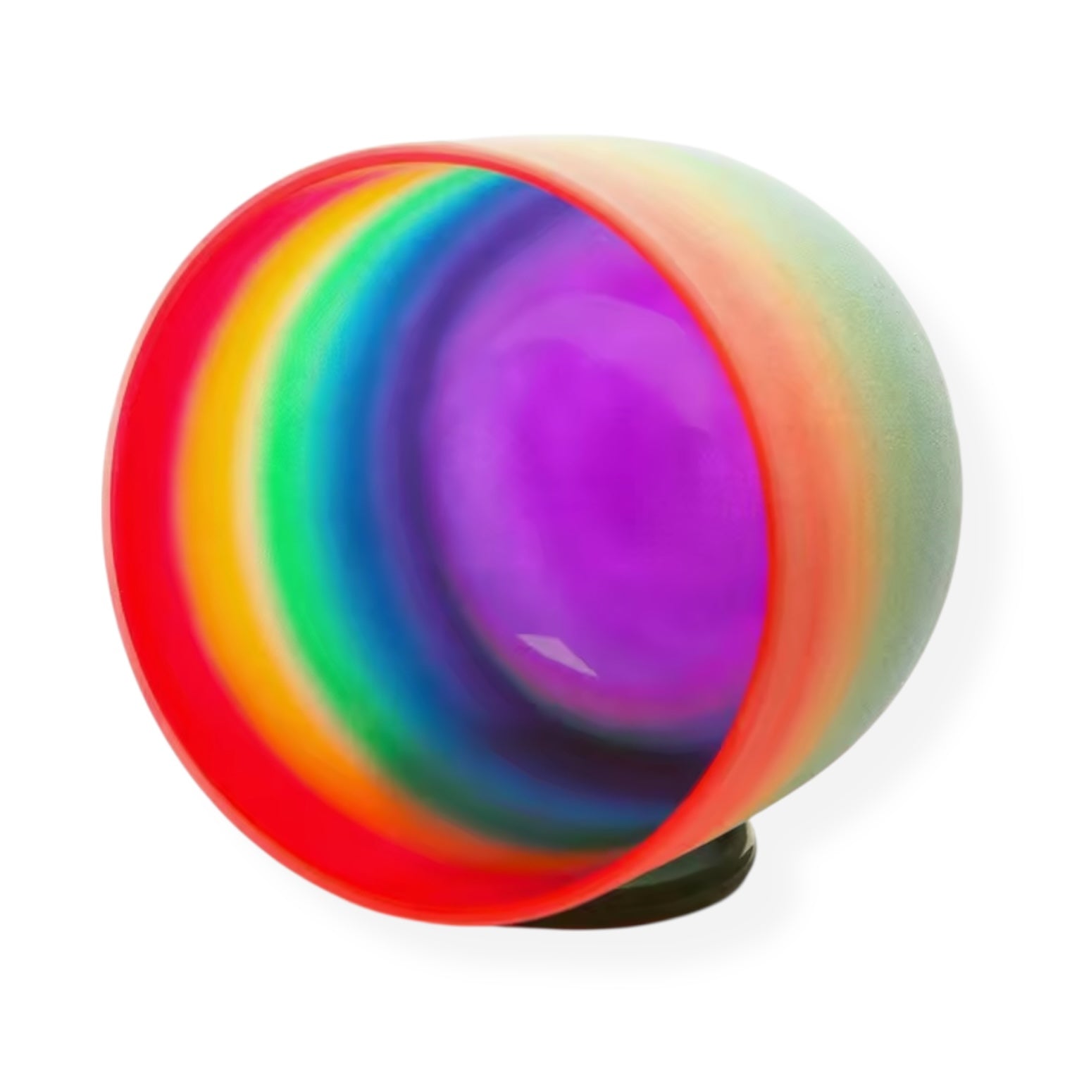 Chakra Rainbow Quartz 8" Crystal Singing Bowl showcasing vibrant colors and smooth frosted finish.