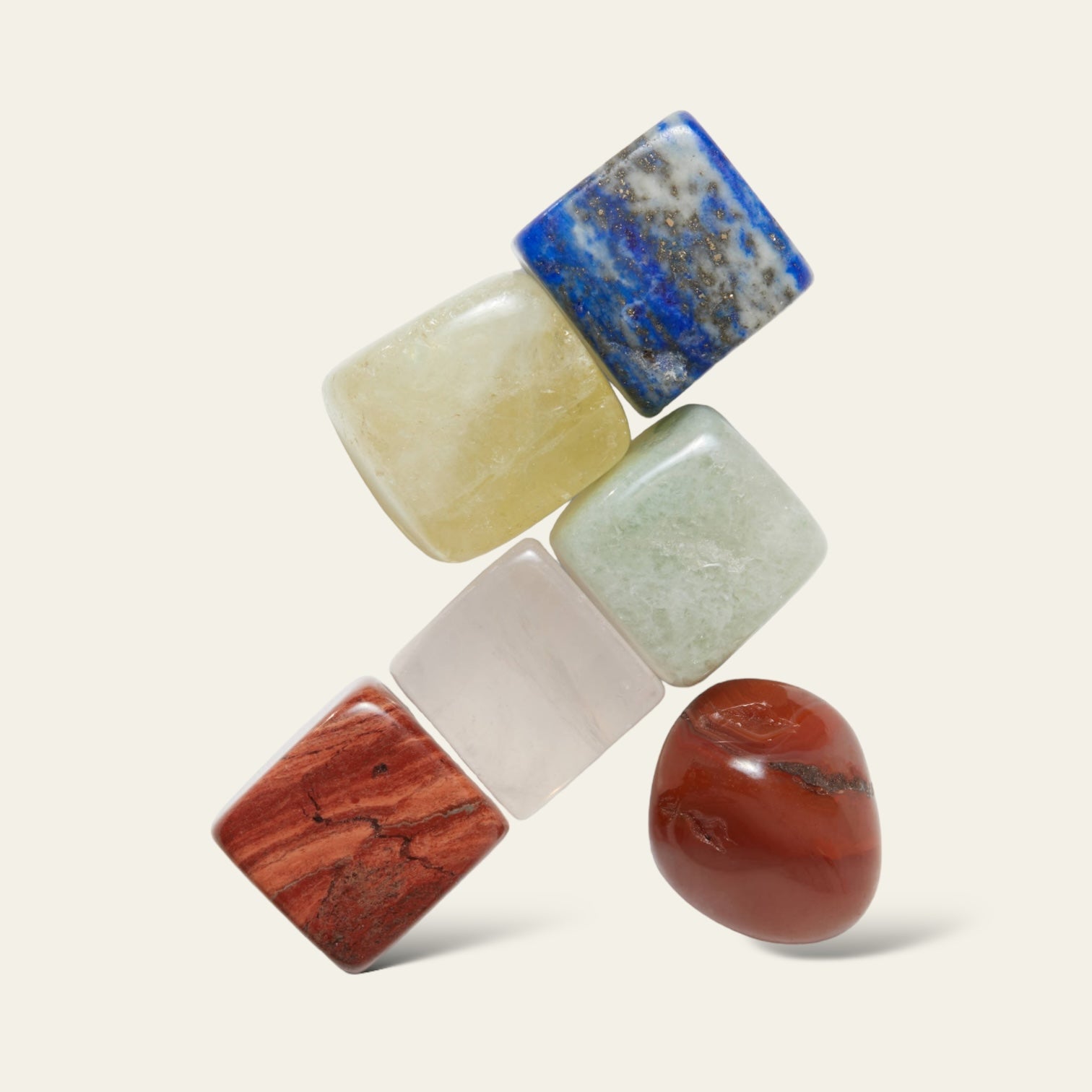 Aries Crystal Set (March 21 – April 19) featuring various gemstones for zodiac support and energy.