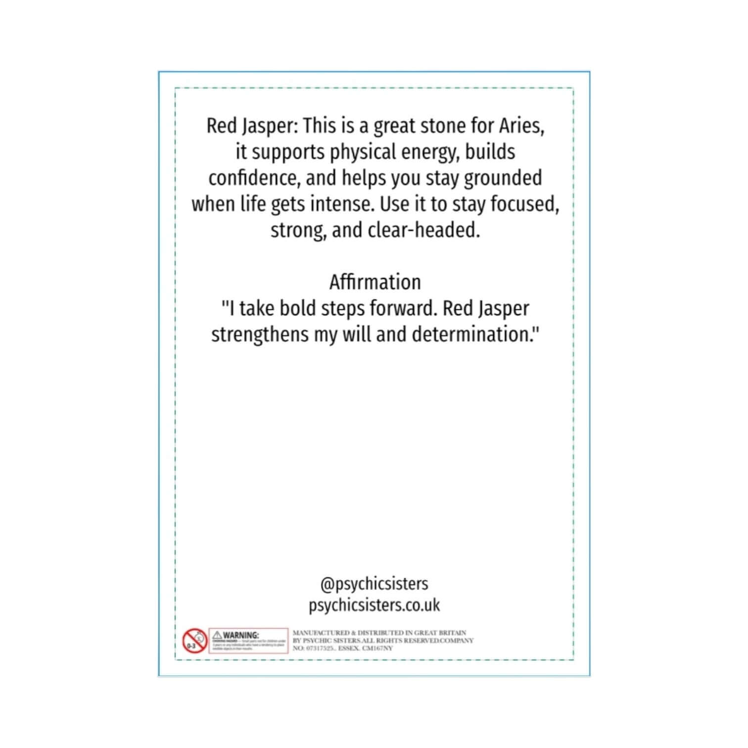 Text about Red Jasper stone properties and benefits on a white background