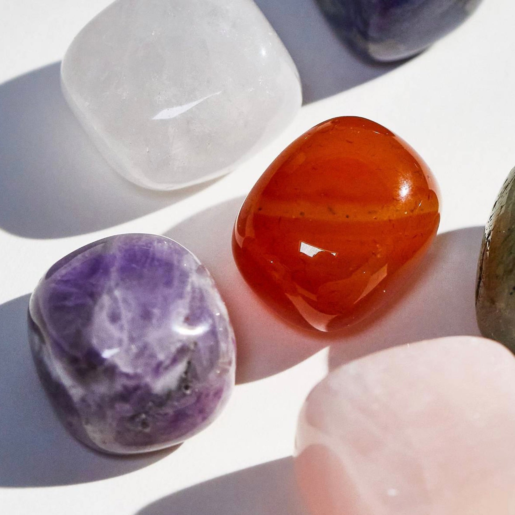 Scorpio Crystal Set (October 23 - November 21) featuring vibrant gemstones including amethyst and carnelian.