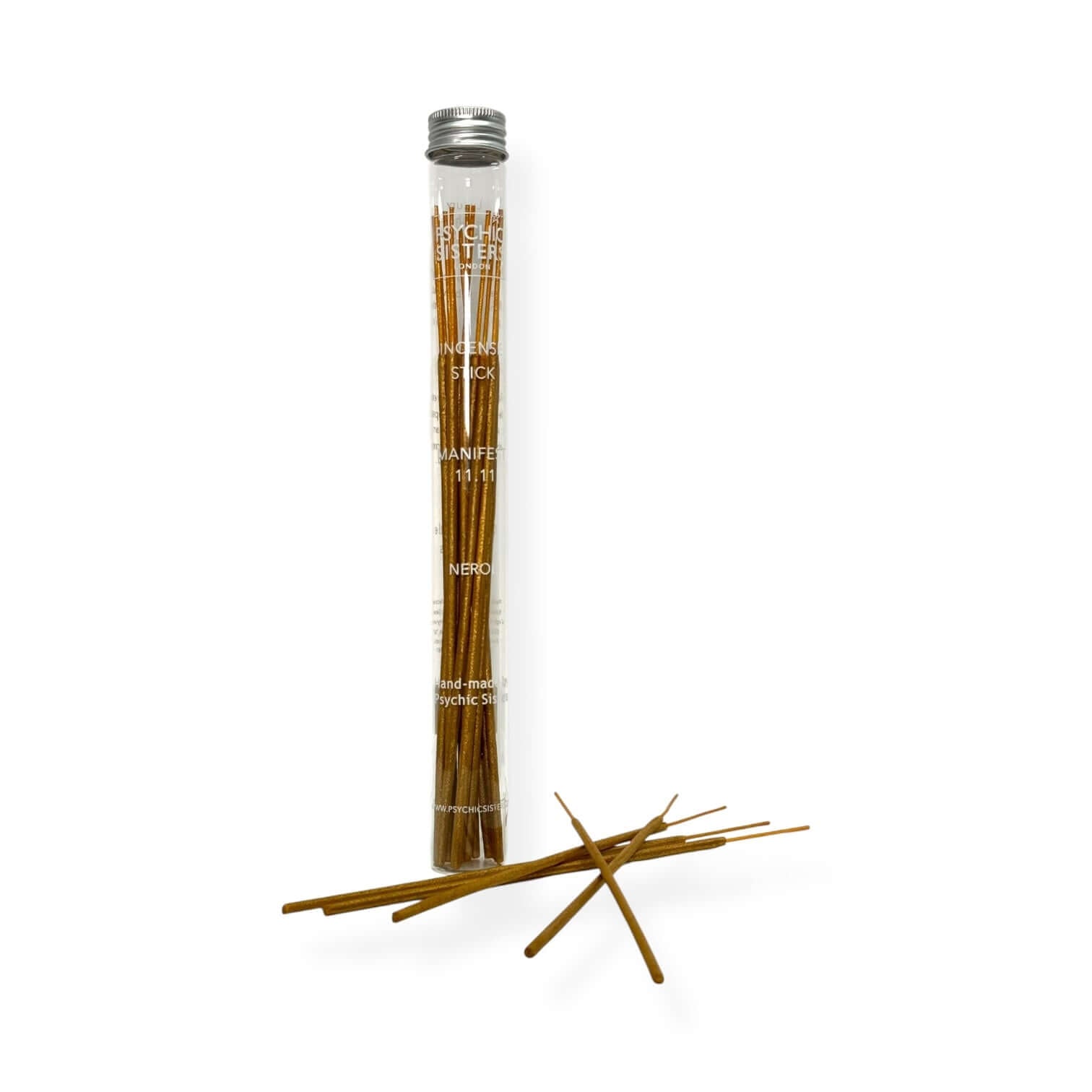 Manifest Incense sticks in a clear tube, perfect for enhancing ambiance and setting intentions.