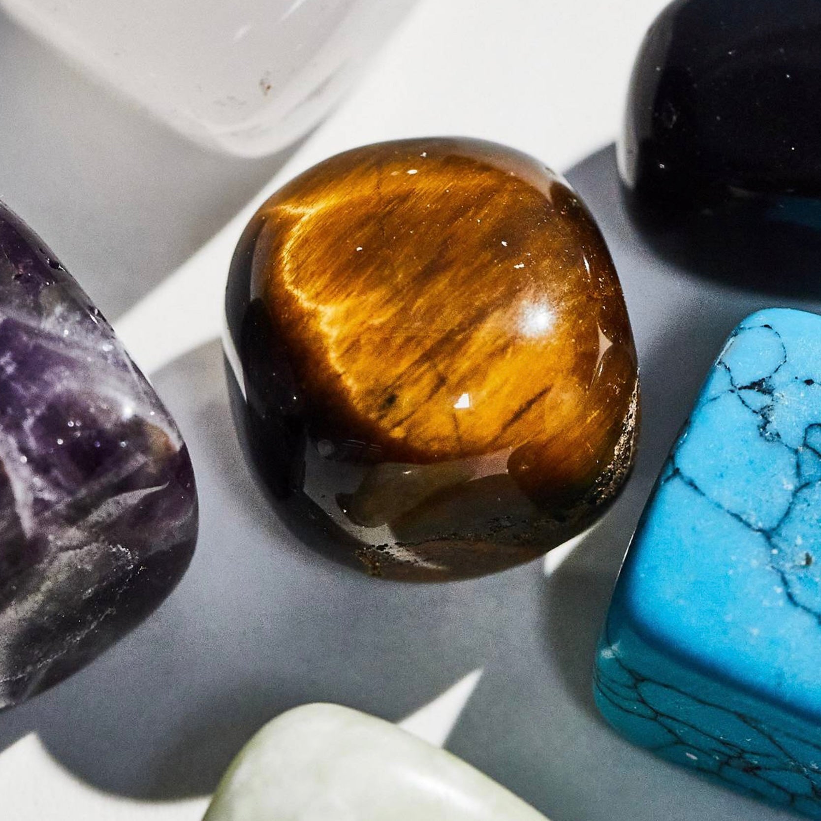 Sagittarius Crystal Set (November 22 - December 21) featuring a Tigers Eye gemstone among other crystals.