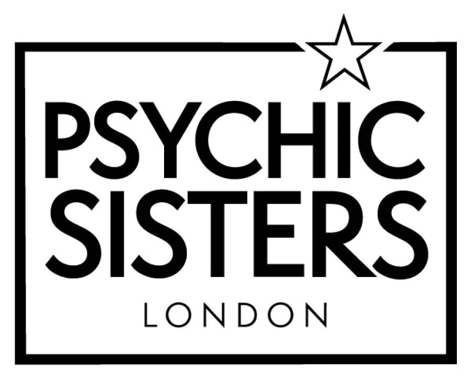 Logo of Psychic Sisters London with a star above the text on a white background