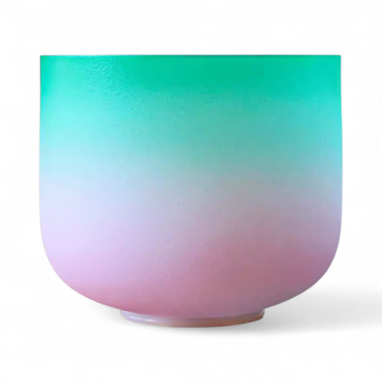 Green-to-Pink 8” Crystal Singing Bowl for grounding and healing, tuned to 528Hz, perfect for sound therapy.