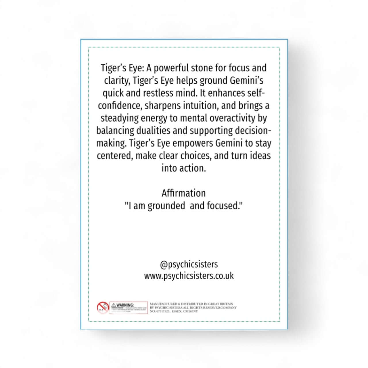 Gemini Tigers Eye Bracelet affirmation and description of Tiger's Eye stone benefits.