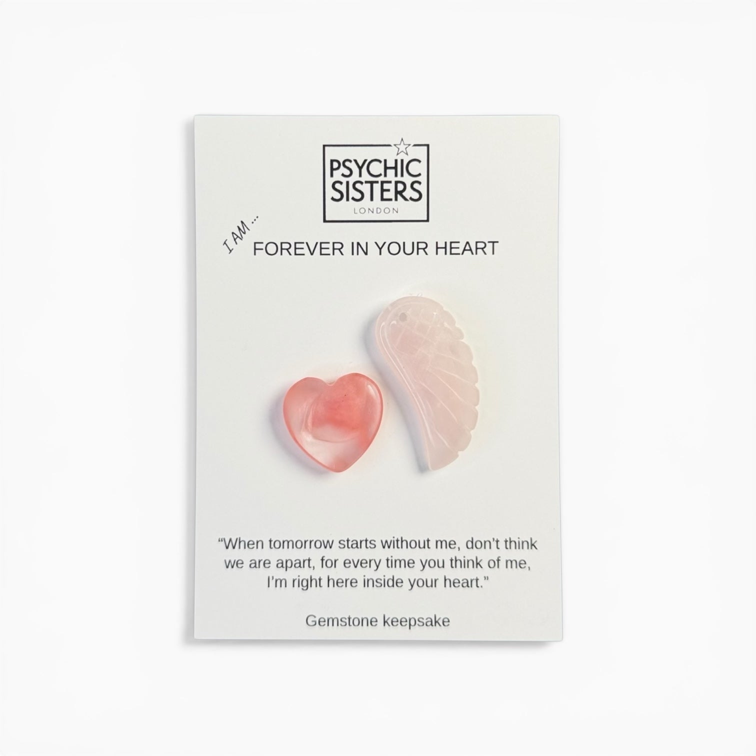 Our “Forever In Our Hearts” Pocket Hug Card is a tender and thoughtful way to honour the memory of a loved one or support someone experiencing loss. Each card includes two hand-chosen gemstones, carefully selected for their soothing and healing energy.