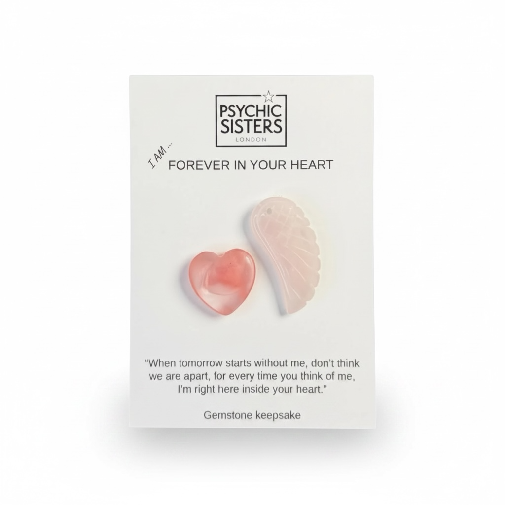 Bereavement Pocket Hug Card | Angel Wing | Heart Gemstone | Remembrance Keepsake