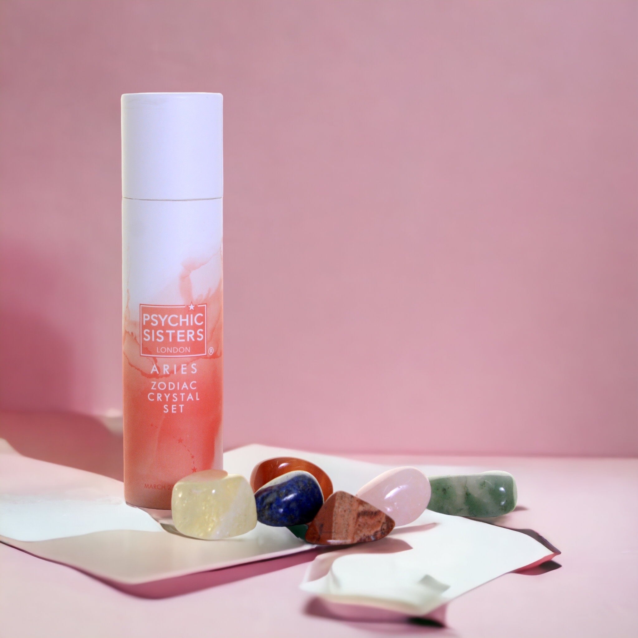 Product image of Aries Crystal Set (March 21 – April 19) by Psychic Sisters with various crystals.