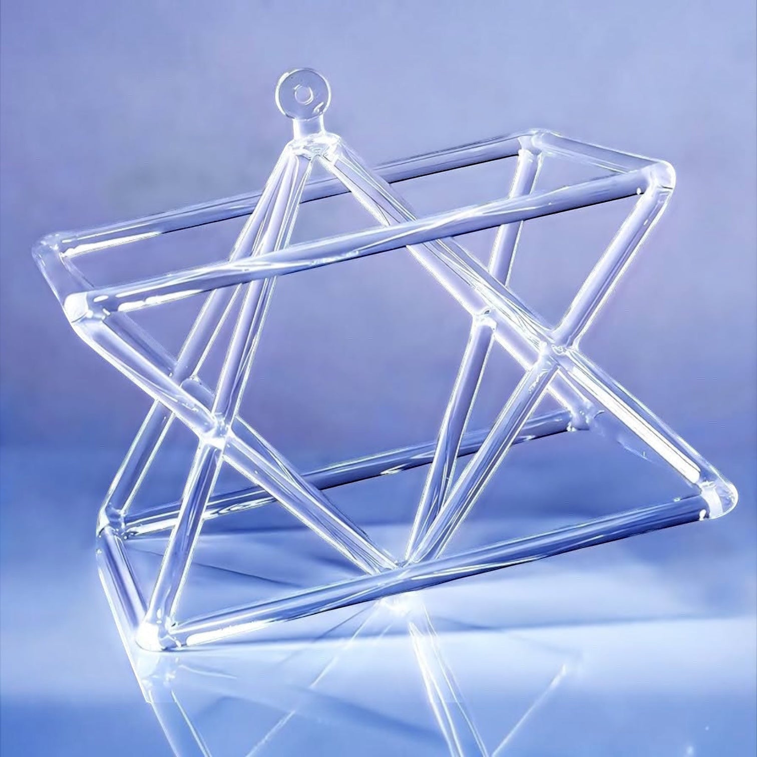 Psychic Sisters 8 inch clear quartz Merkaba crystal singing pyramid for meditation and heart chakra sound healing.